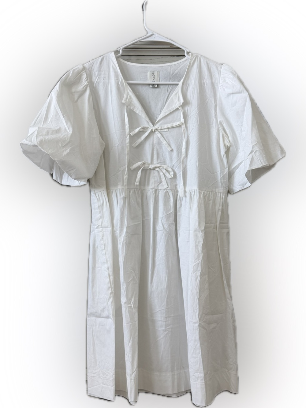 Joie White Bow-Front Cotton Poplin Dress
